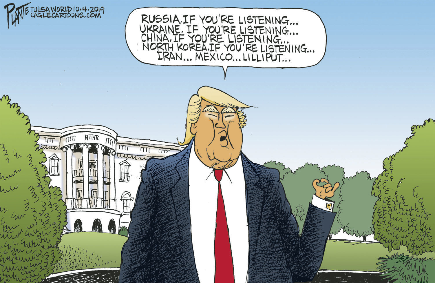 Bruce Plante Cartoon: Trump and who's listening